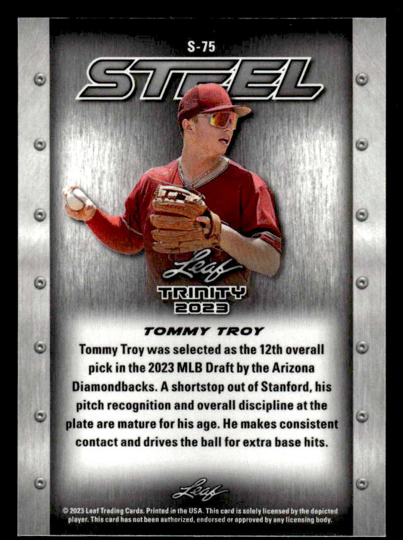 2023 Leaf Trinity #S-75 Tommy Troy Steel Lazer Silver