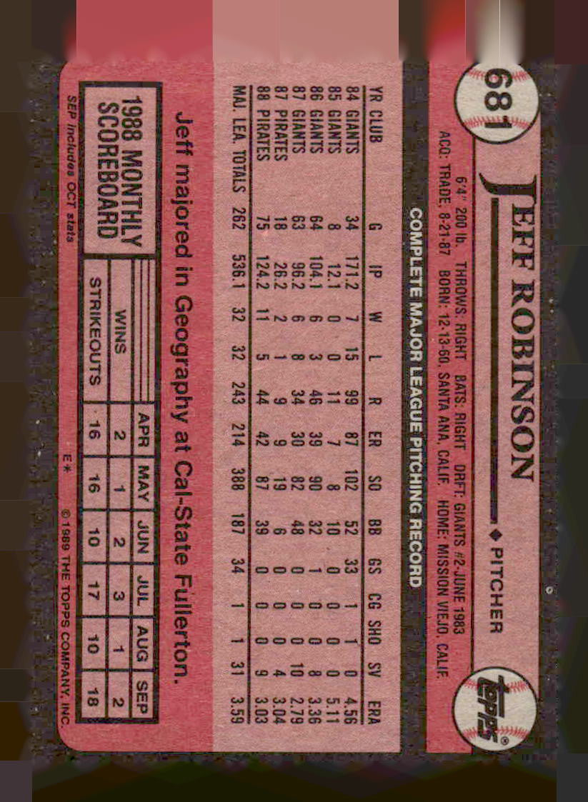 1989 Topps #681 Jeff Robinson