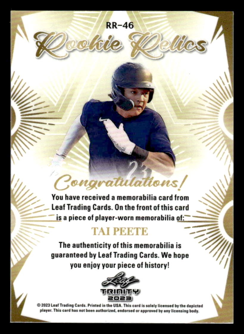 2023 Leaf Trinity #RR-46 Tai Peete Rookie Relics
