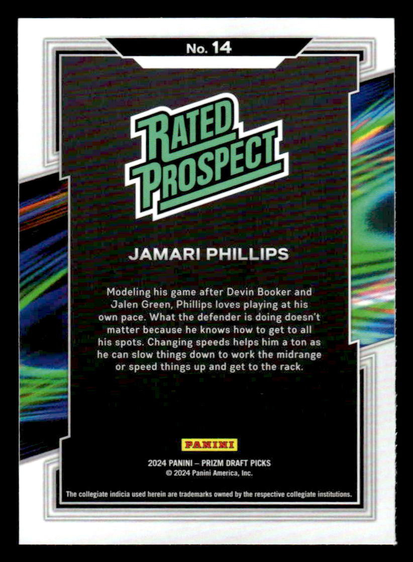 2024 Panini Prizm Draft Picks #14 Jamari Phillips Rated Prospect
