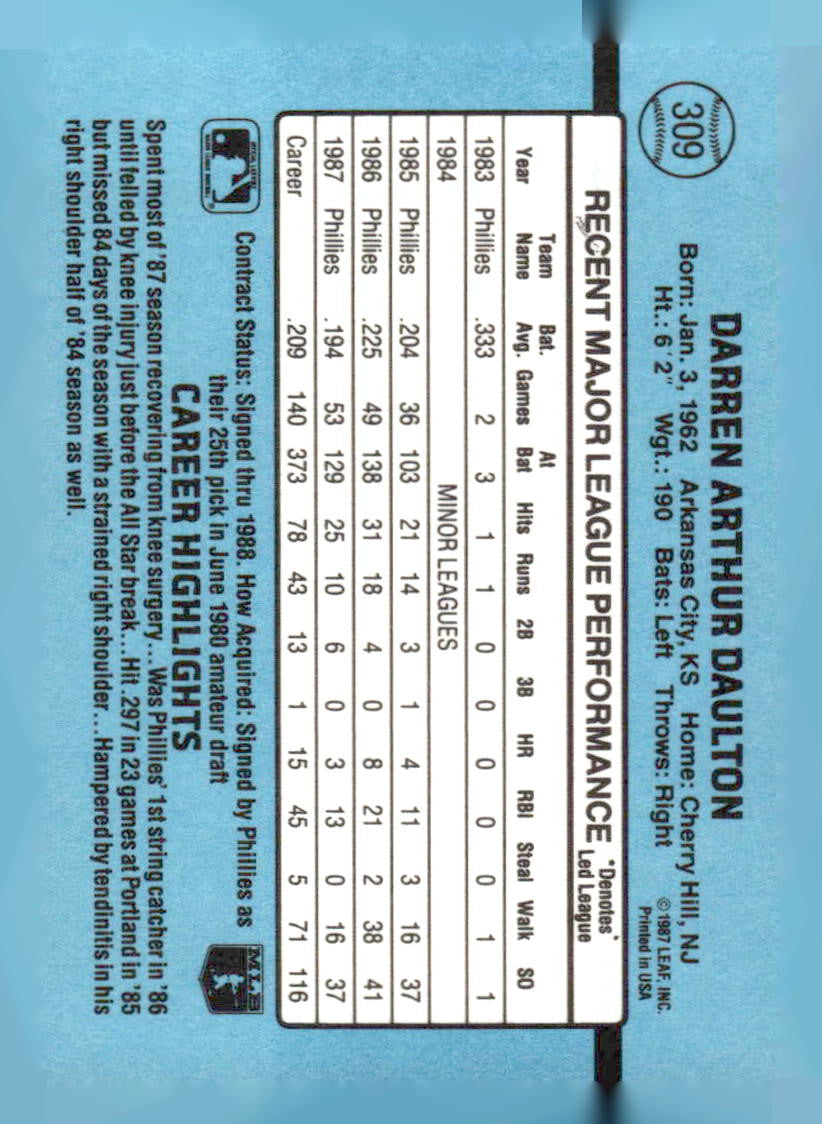 1988 Donruss #309 Darren Daulton