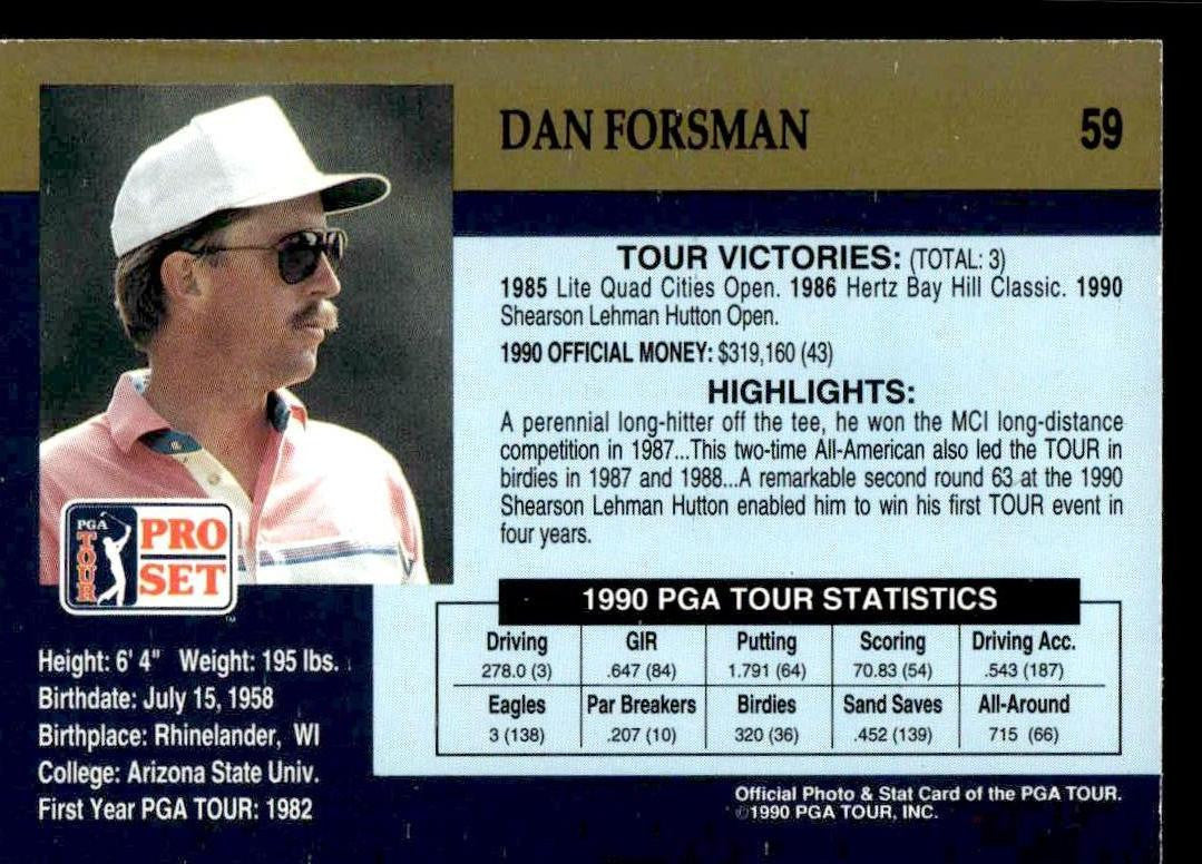 1990 Pro Set PGA Tour #59 Dan Forsman