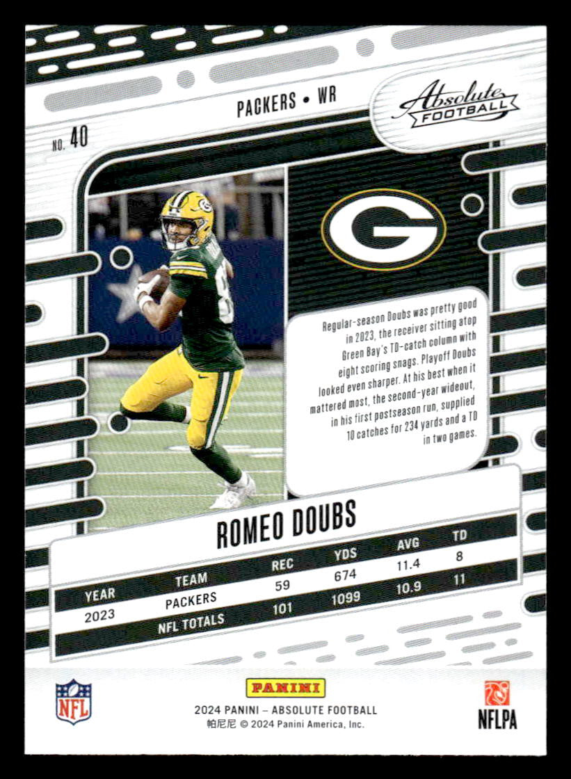 2024 Panini Absolute #40 Romeo Doubs Red and Blue