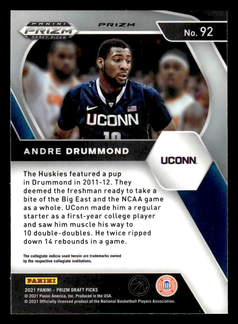 2021 Panini Prizm Draft Picks #92 Andre Drummond Red Ice