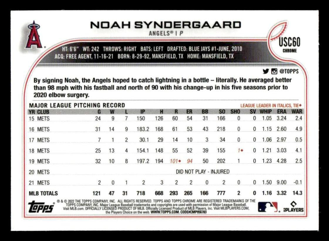 2022 Topps Chrome Update #USC60 Noah Syndergaard