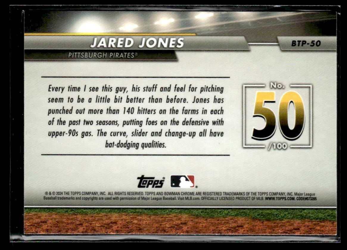 2024 Bowman #BTP-50 Jared Jones Bowman Scouts' Top 100