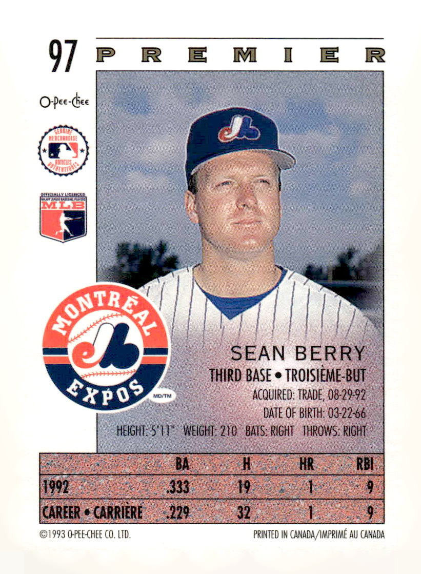 1993 O-Pee-Chee Premier #97 Sean Berry