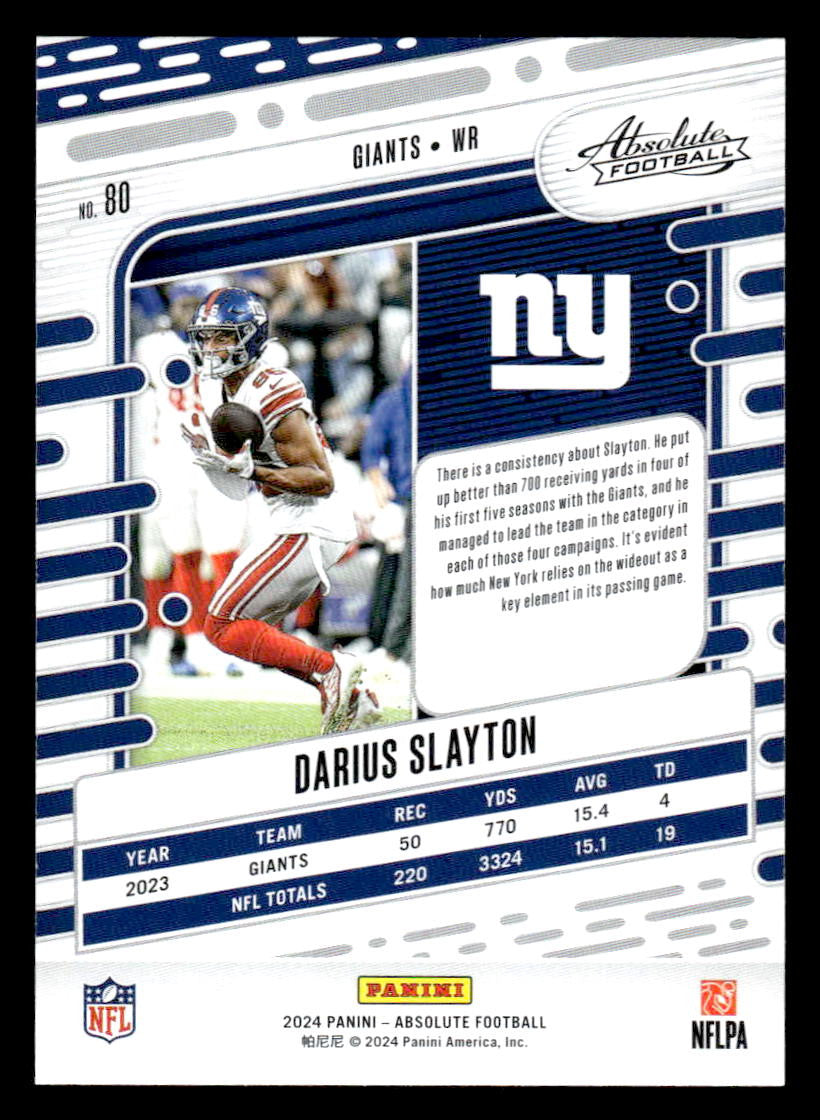 2024 Panini Absolute #80 Darius Slayton Red and Blue