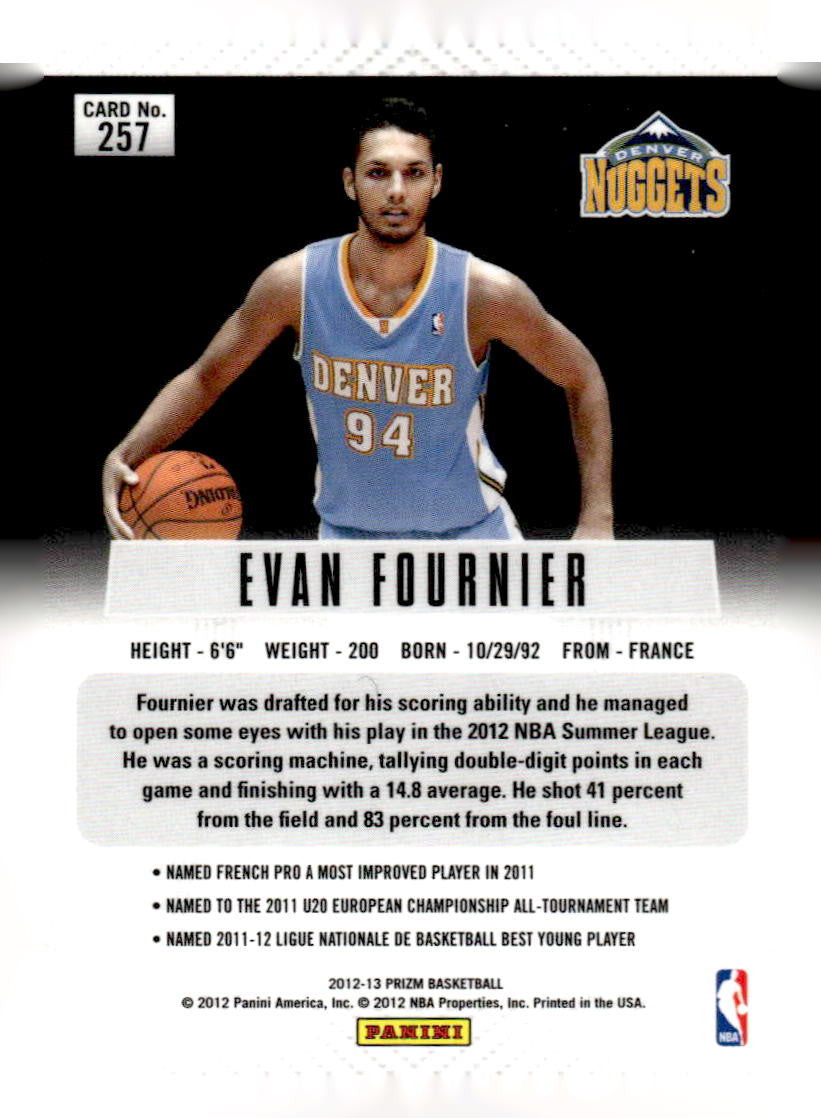 2012-13 Panini Prizm #257 Evan Fournier