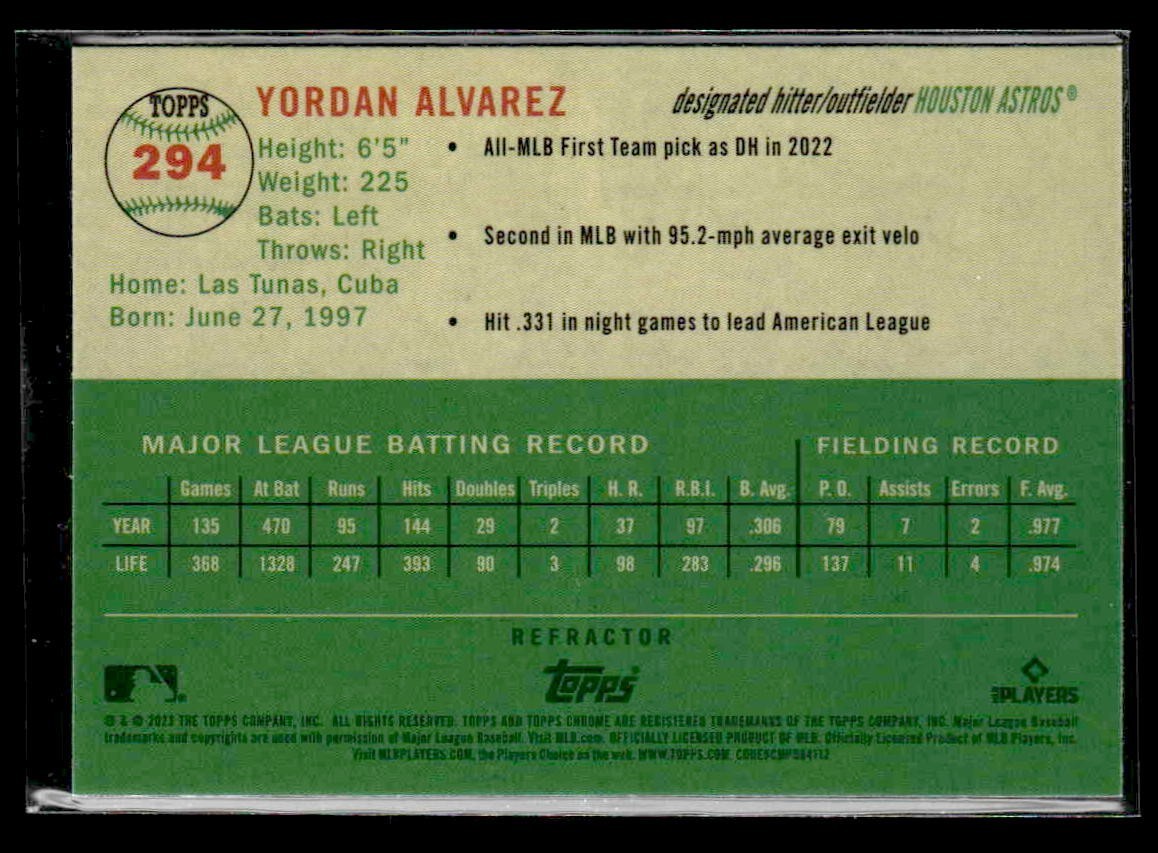 2023 Topps Chrome Platinum Anniversary #294 Yordan Alvarez Refractor