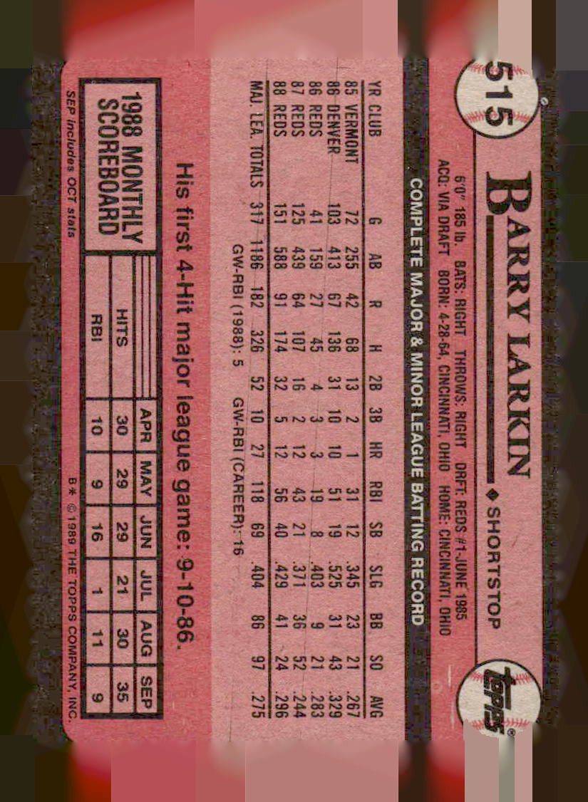 1989 Topps #515 Barry Larkin