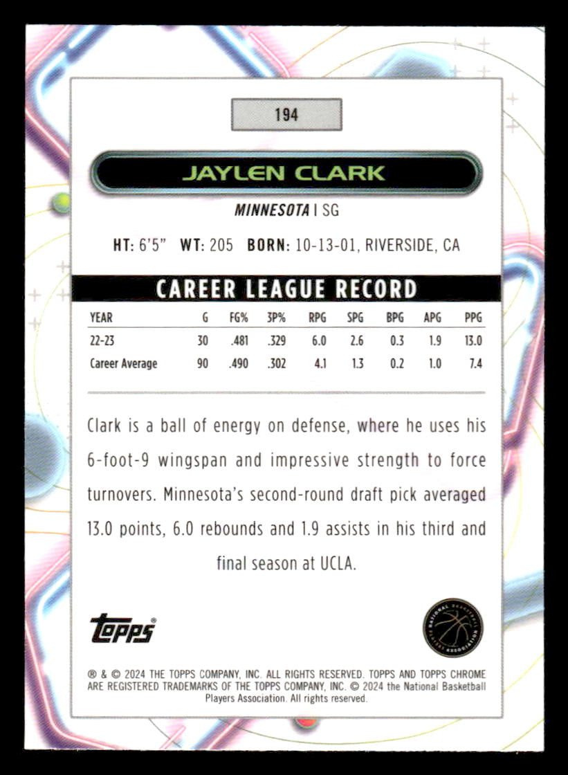 2023-24 Topps Chrome Cosmic #194 Jaylen Clark