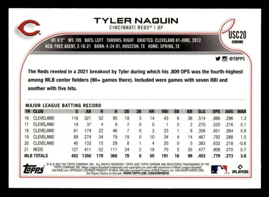2022 Topps Chrome Update #USC20 Tyler Naquin