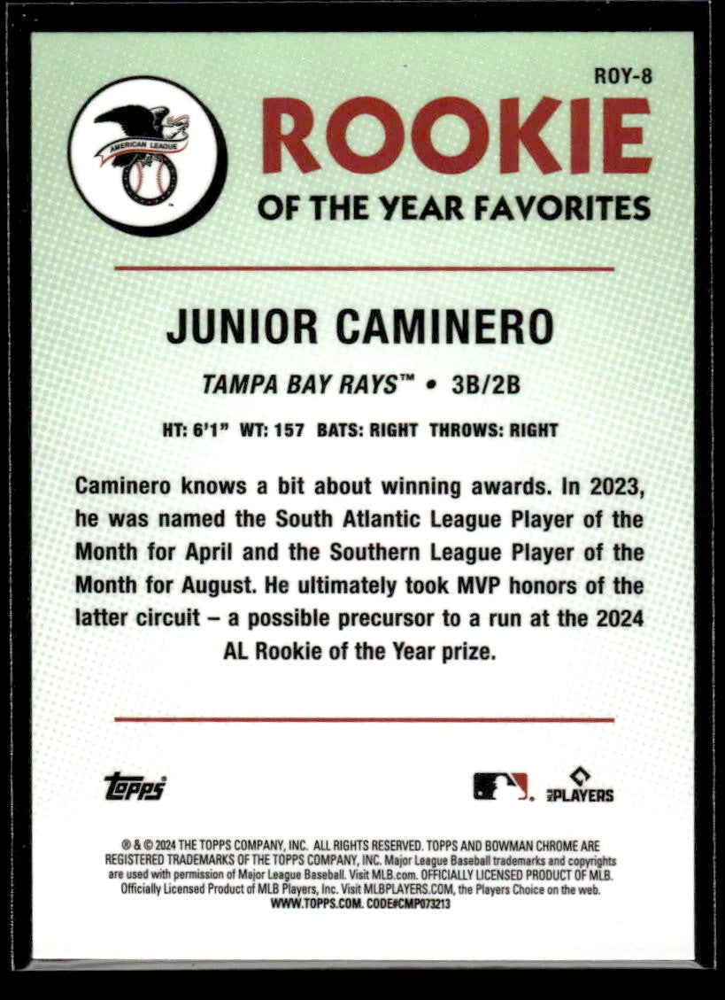 2024 Bowman #ROY-8 Junior Caminero Rookie of the Year Favorites