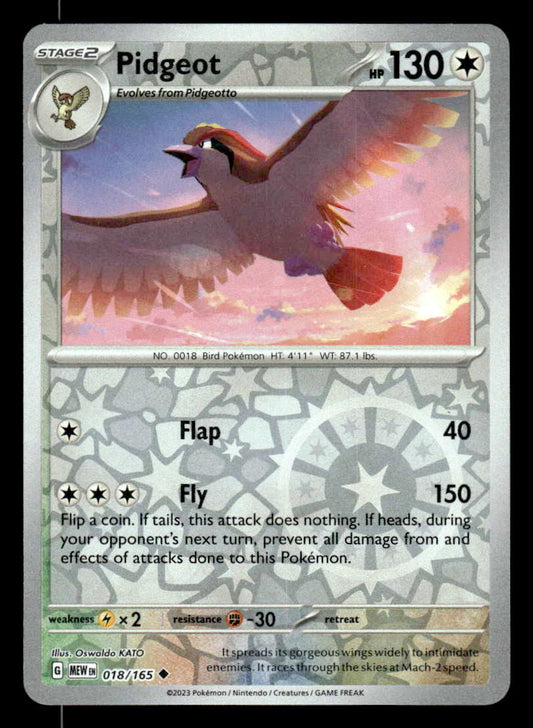 SV: Scarlet & Violet 151 #018/165 Pidgeot Reverse Holo Uncommon