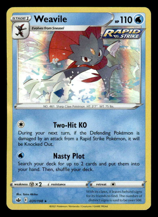 SWSH06: Chilling Reign #031/198 Weavile Holo Rare