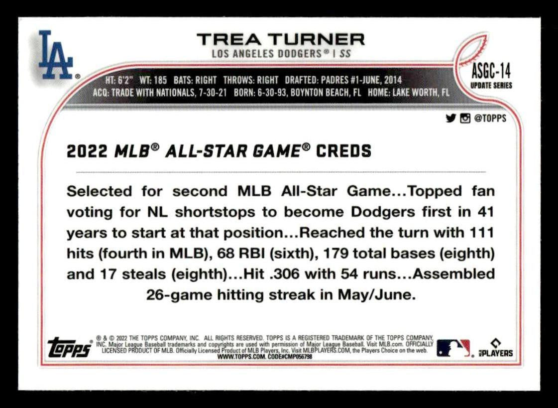 2022 Topps Chrome Update #ASGC-14 Trea Turner 2022 All-Star Game Chrome