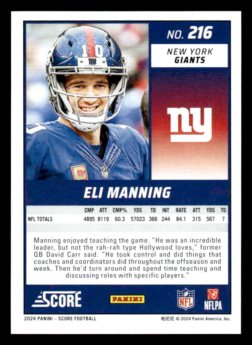 2024 Score #216 Eli Manning