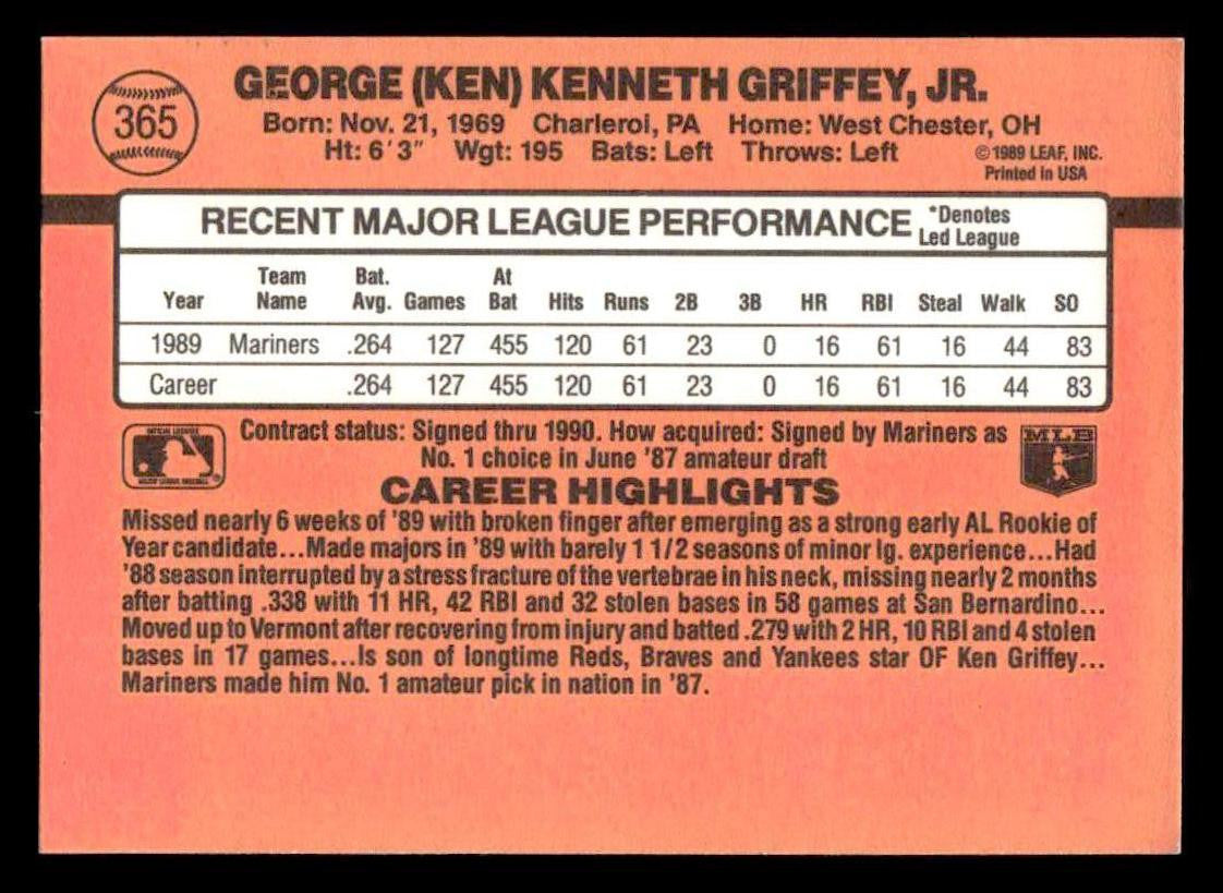 1990 Donruss #365 Ken Griffey Jr.