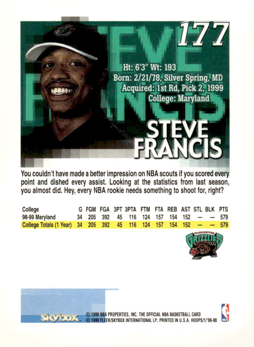 1999-00 Hoops #177 Steve Francis