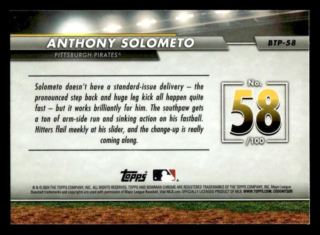 2024 Bowman #BTP-58 Anthony Solometo Bowman Scouts' Top 100