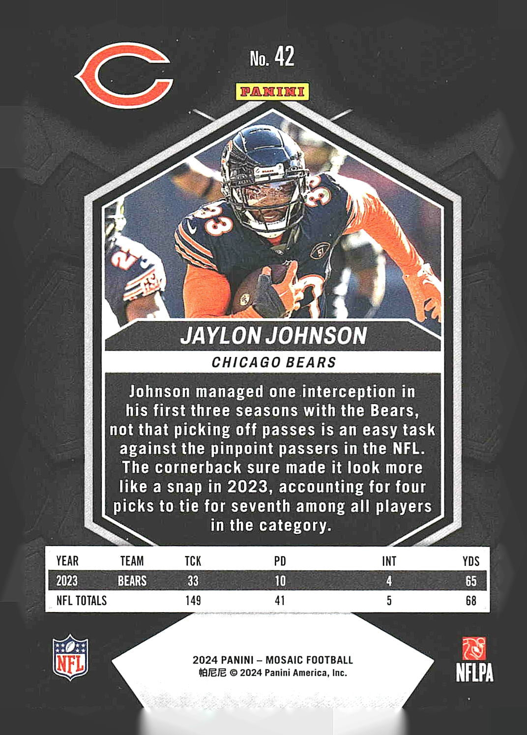 2024 Panini Mosaic #42 Jaylon Johnson