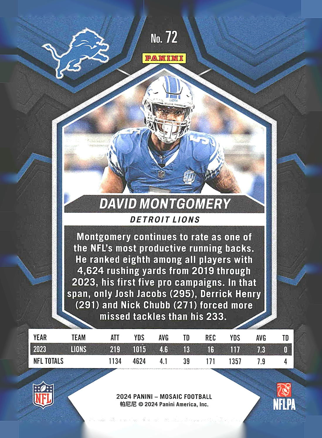 2024 Panini Mosaic #72 David Montgomery