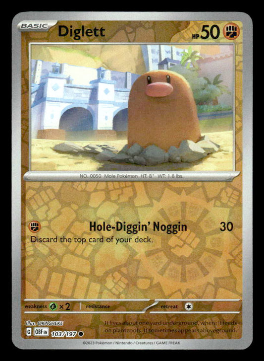 SV03: Obsidian Flames #103/197 Diglett Reverse Holo Common