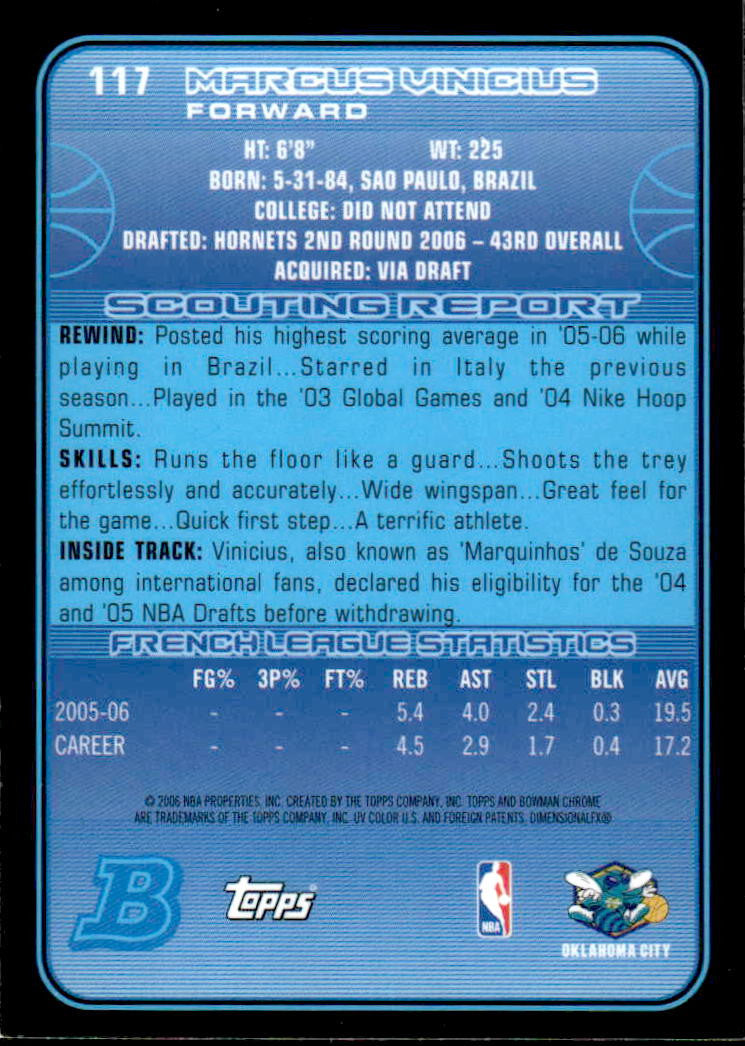 2006-07 Bowman Chrome #117 Marcus Vinicius