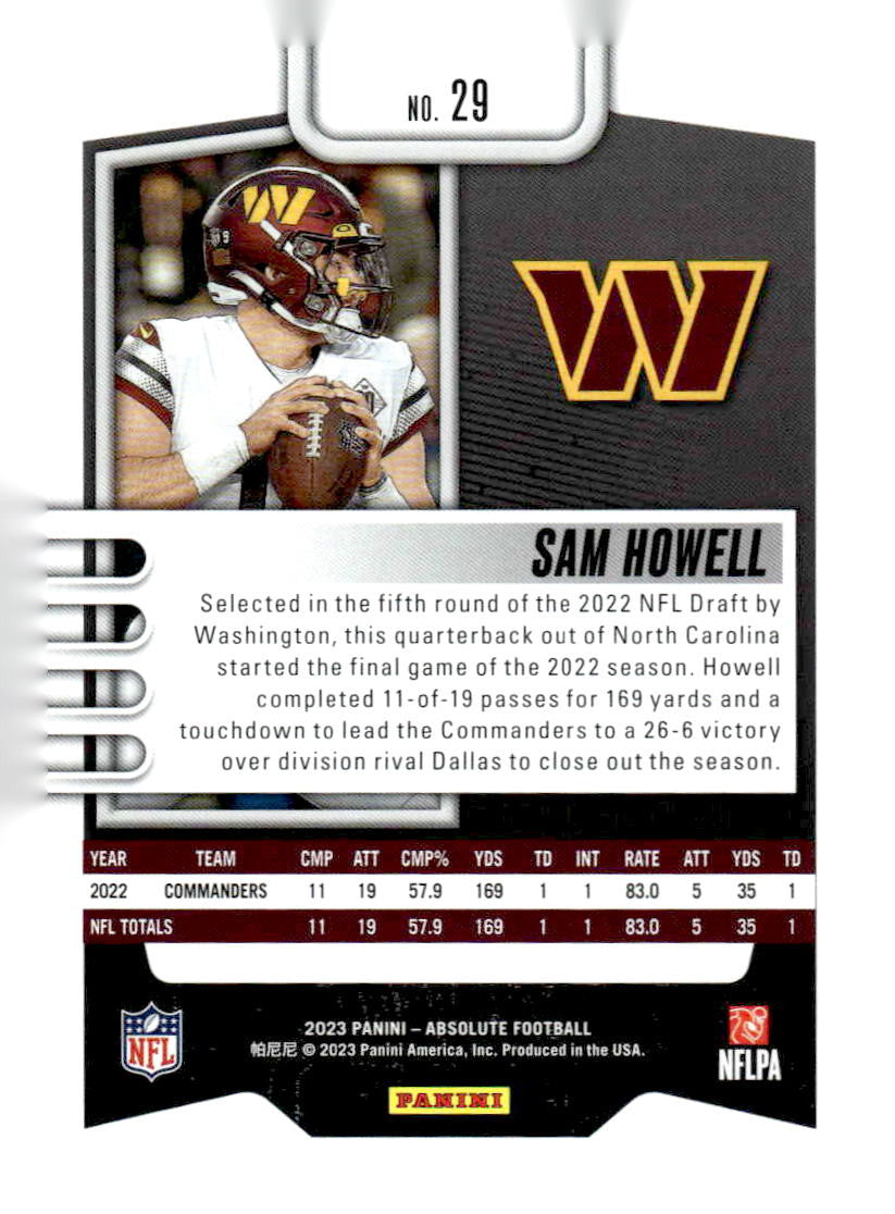 2023 Panini Absolute #29 Sam Howell Retail