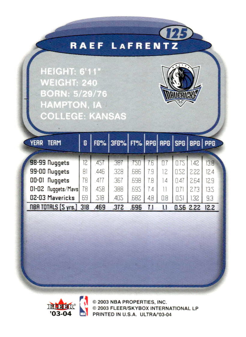 2003-04 Ultra #125 Raef LaFrentz