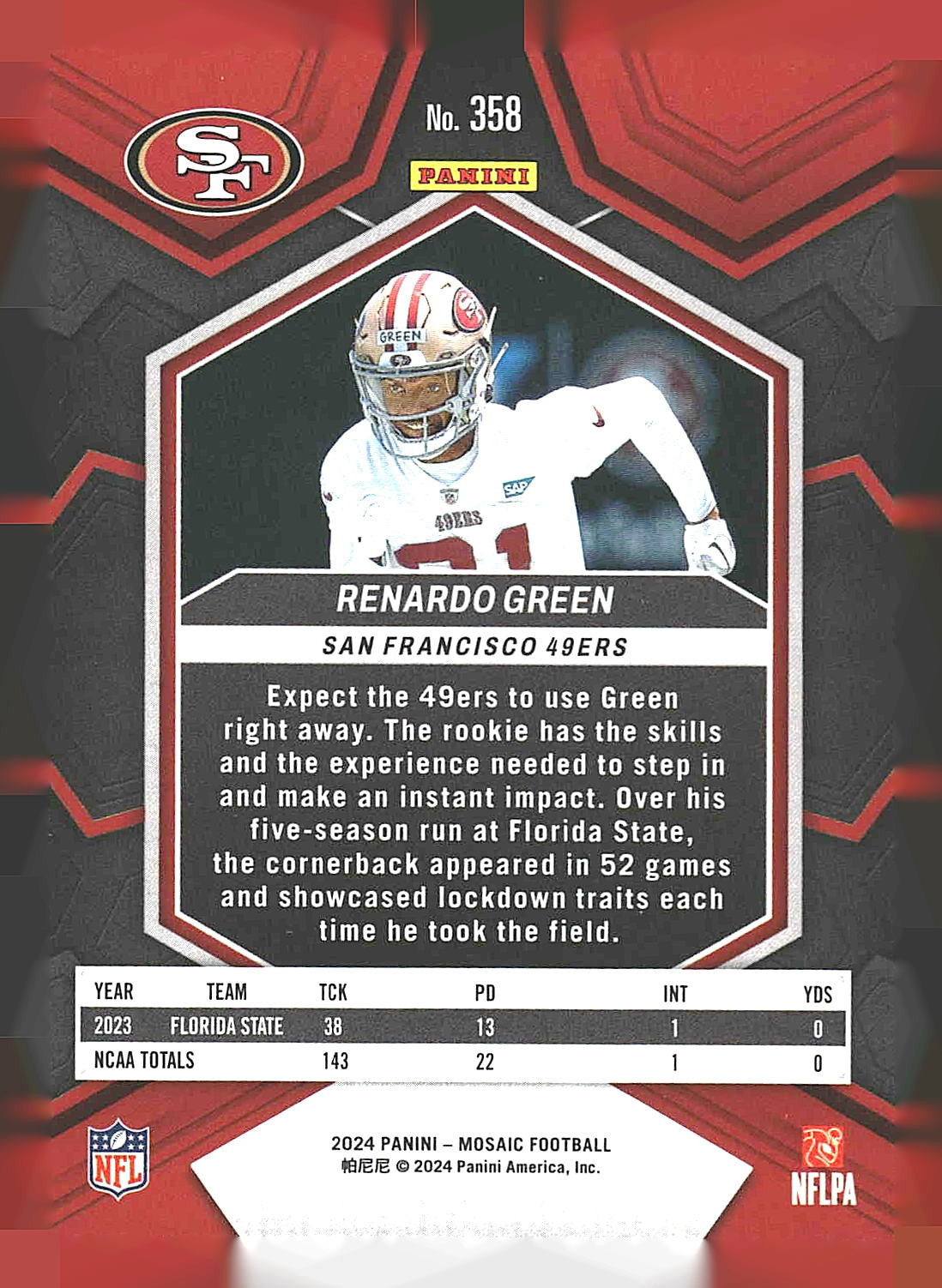 2024 Panini Mosaic #358 Renardo Green