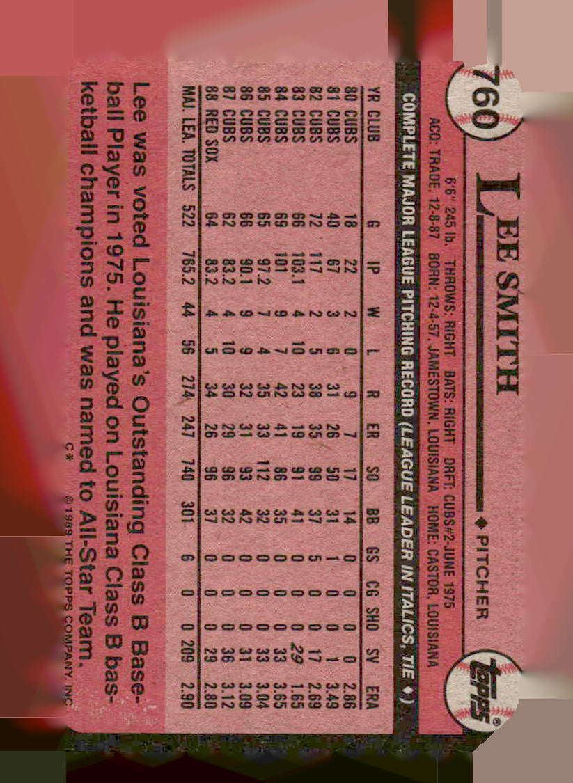 1989 Topps #760 Lee Smith