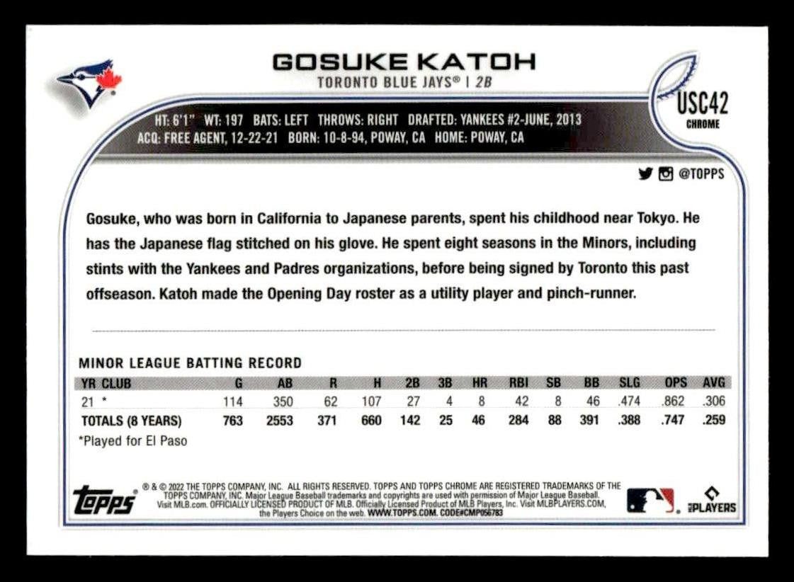 2022 Topps Chrome Update #USC42 Gosuke Katoh Purple Refractor