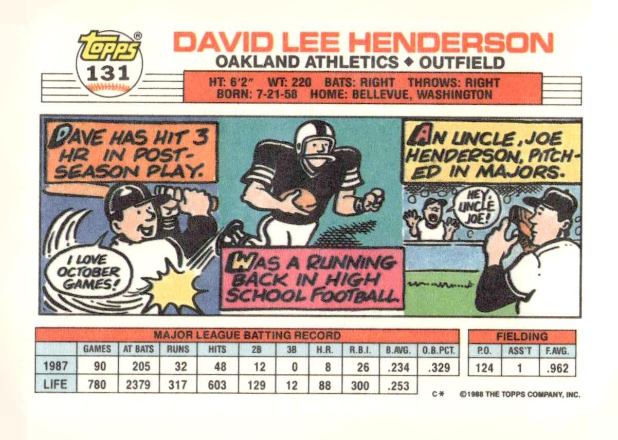 1988 Topps Big #131 Dave Henderson
