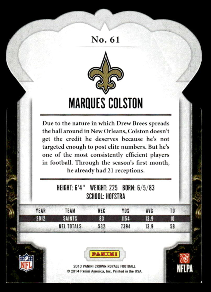 2013 Panini Crown Royale #61 Marques Colston
