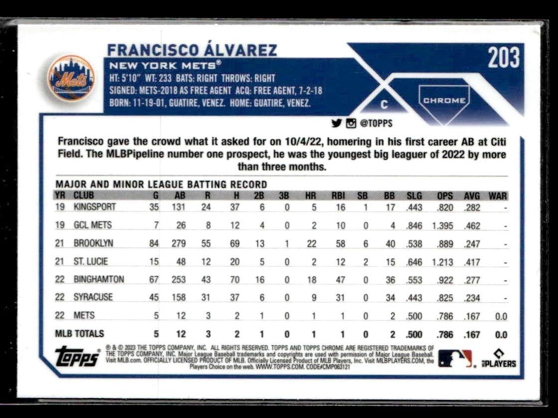 2023 Topps Chrome #203 Francisco Álvarez