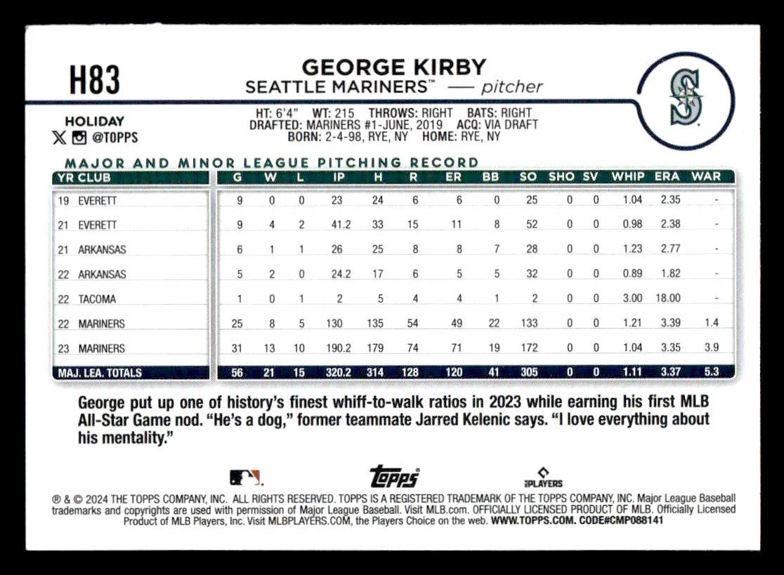 2024 Topps Holiday #H83 George Kirby