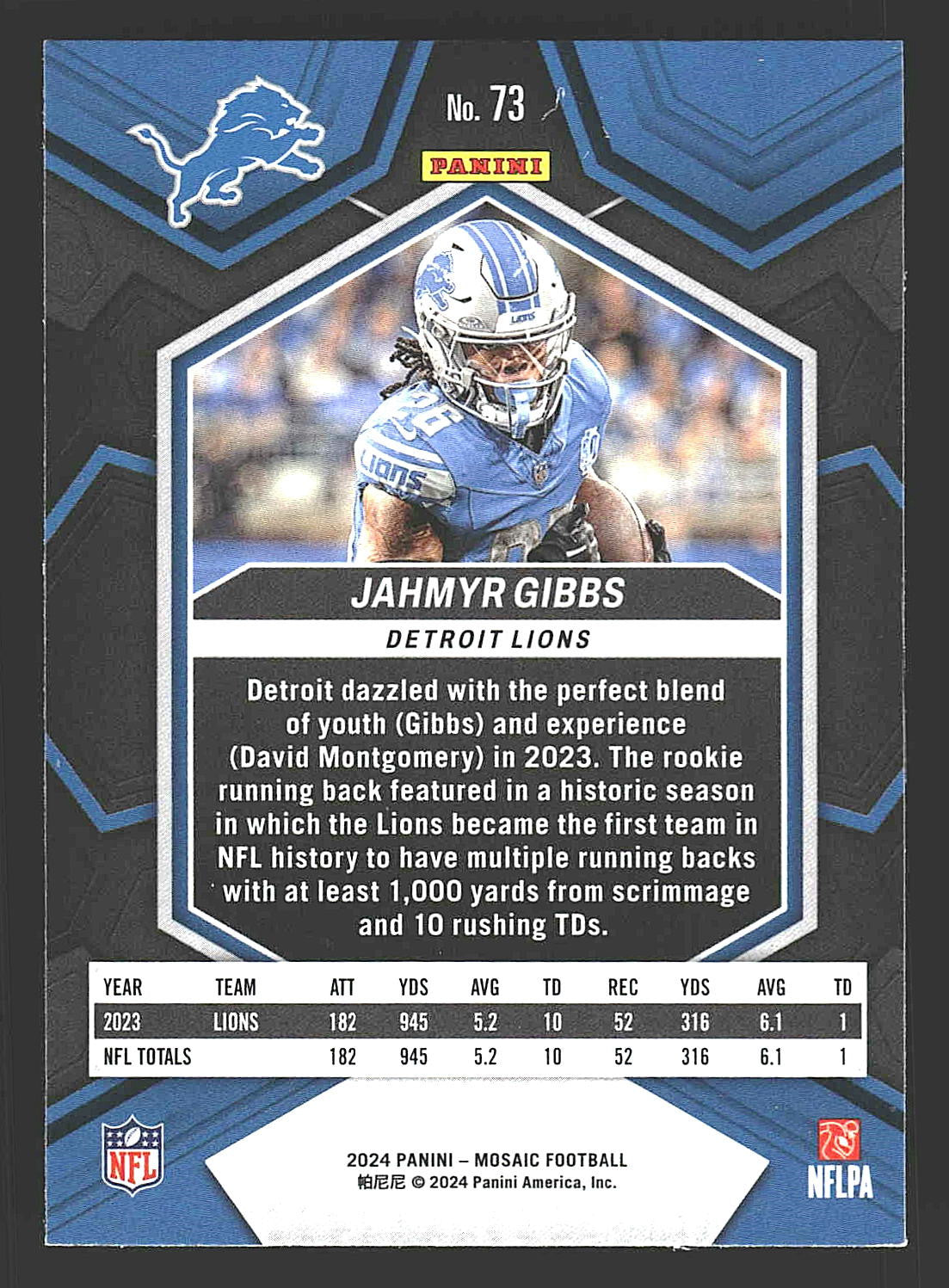 2024 Panini Mosaic #73 Jahmyr Gibbs