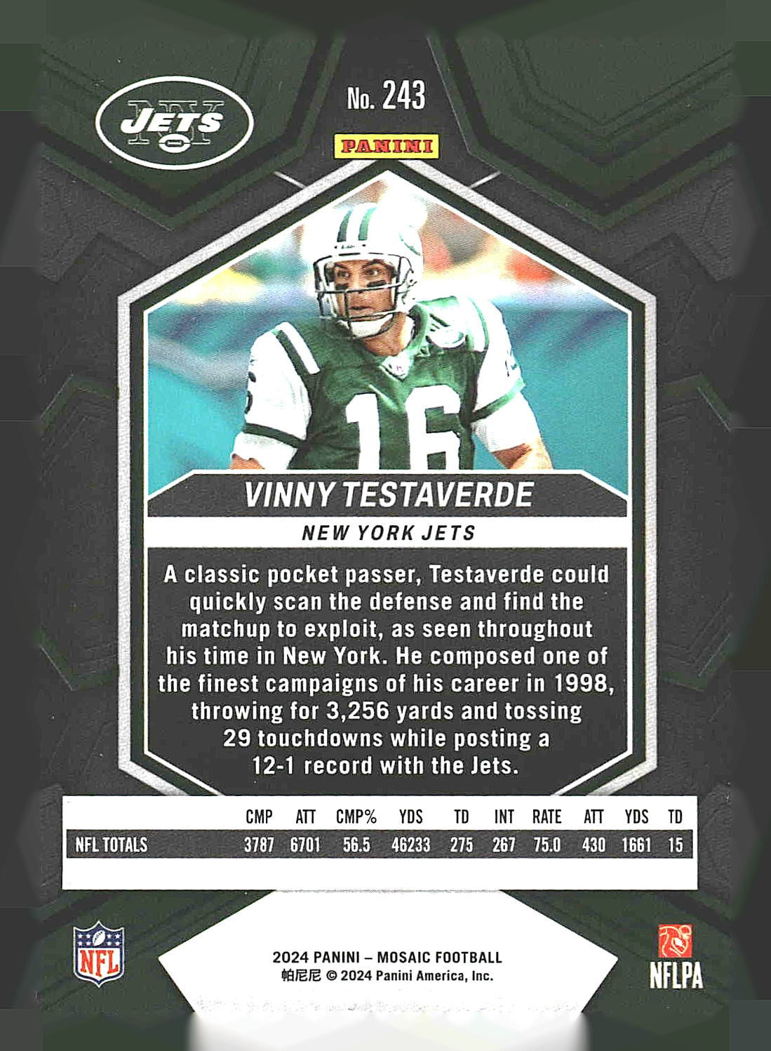 2024 Panini Mosaic #243 Vinny Testaverde