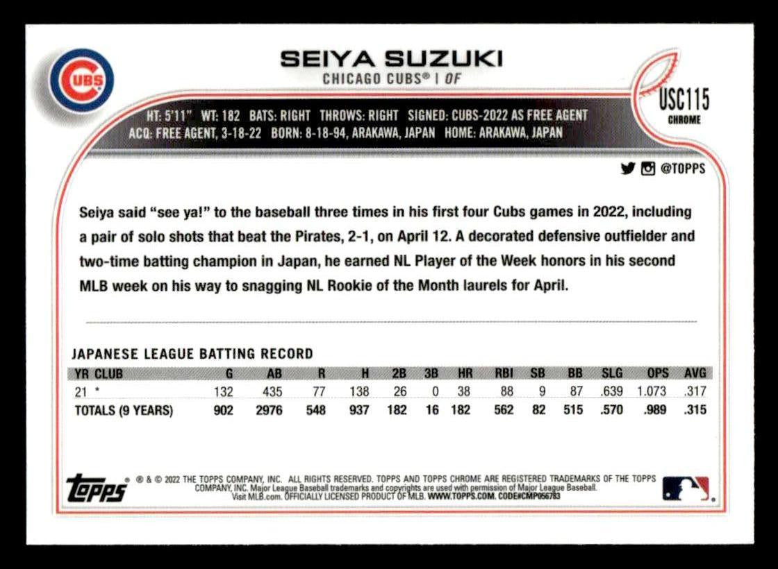 2022 Topps Chrome Update #USC115 Seiya Suzuki