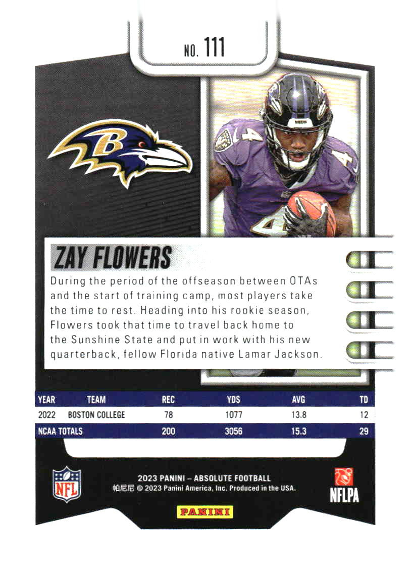 2023 Panini Absolute #111 Zay Flowers Retail