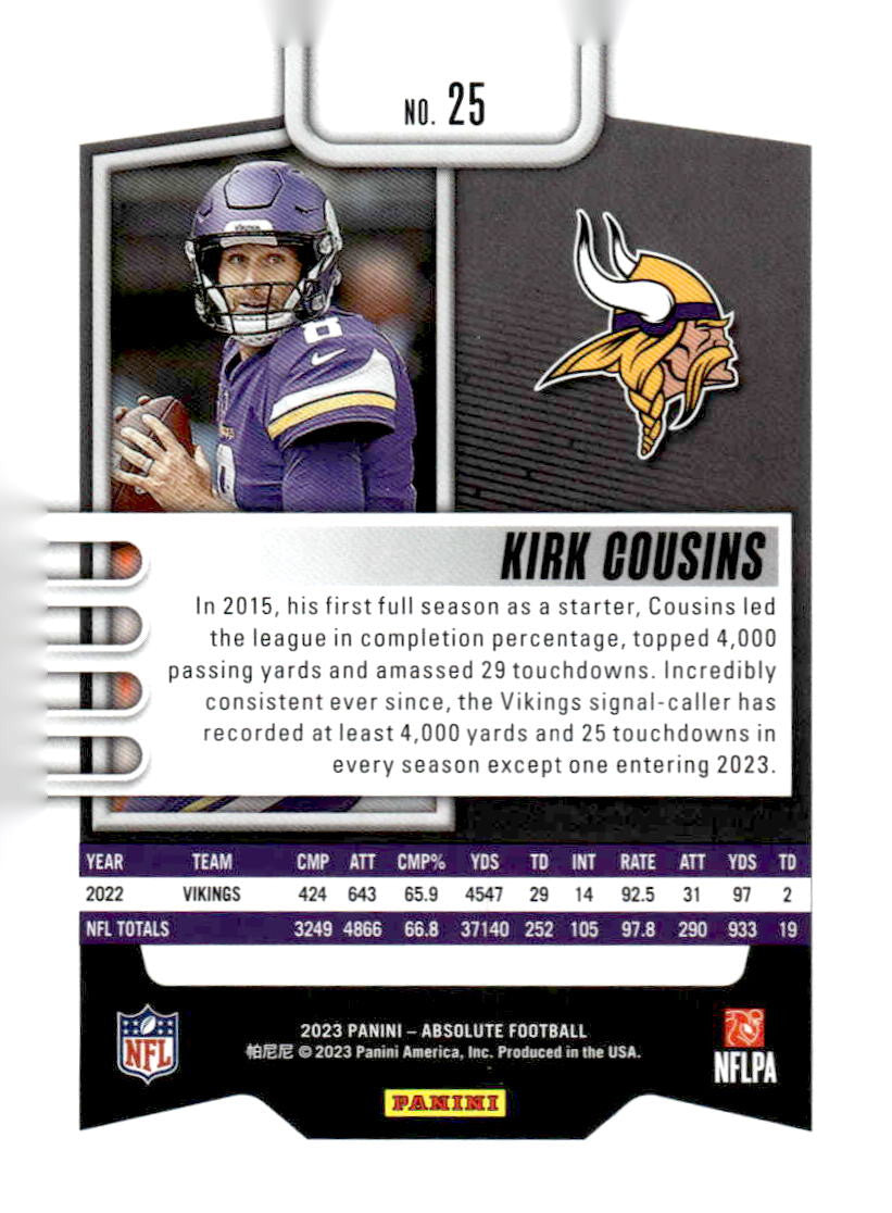 2023 Panini Absolute #25 Kirk Cousins Blue