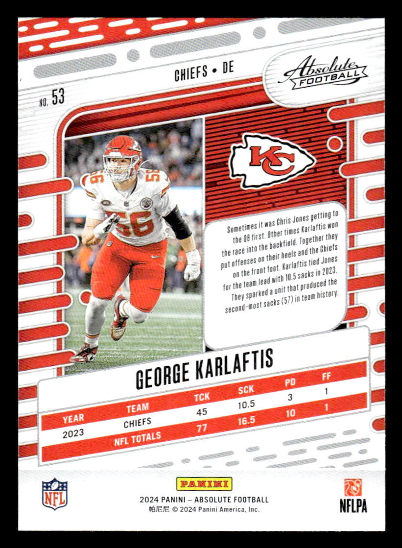 2024 Panini Absolute #53 George Karlaftis Red and Blue