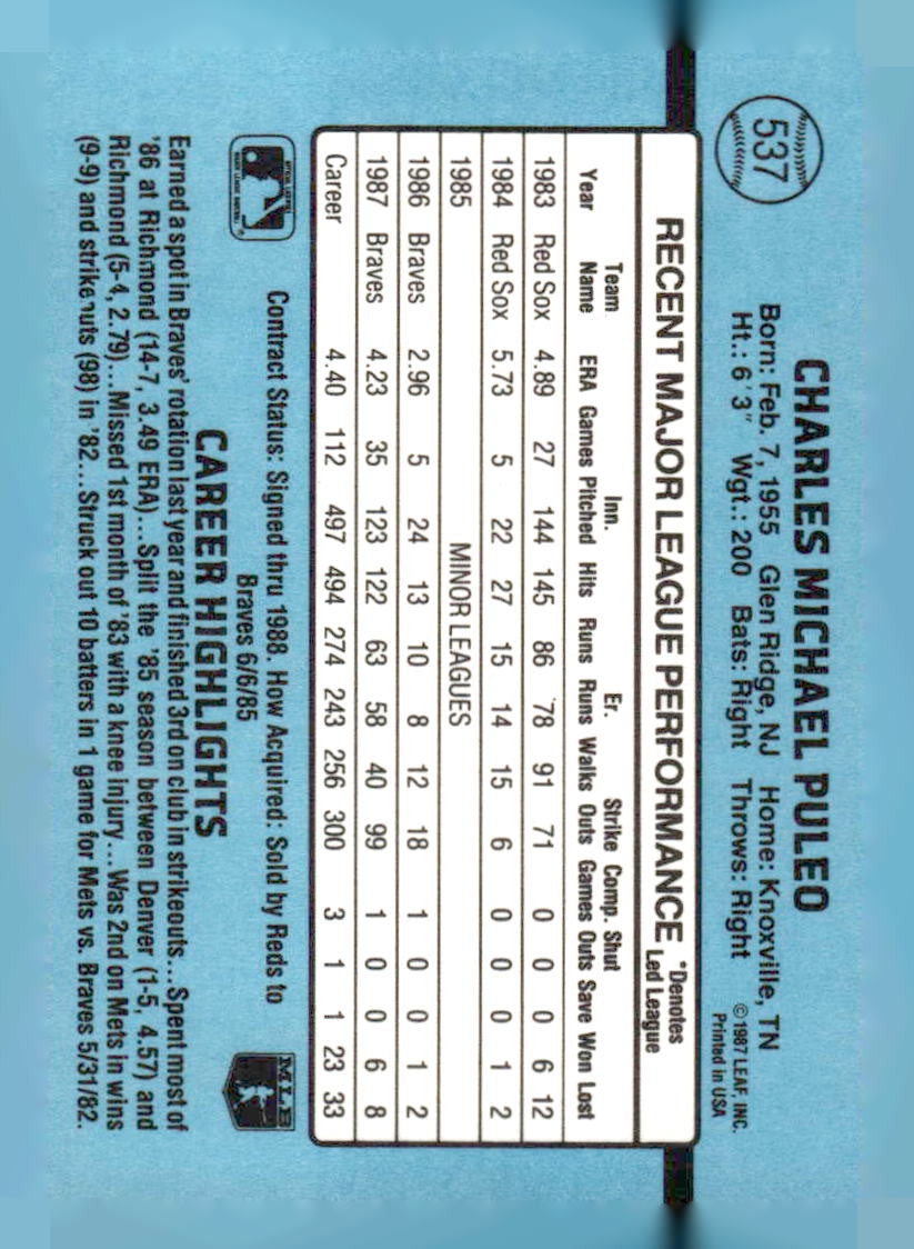 1988 Donruss #537 Charlie Puleo