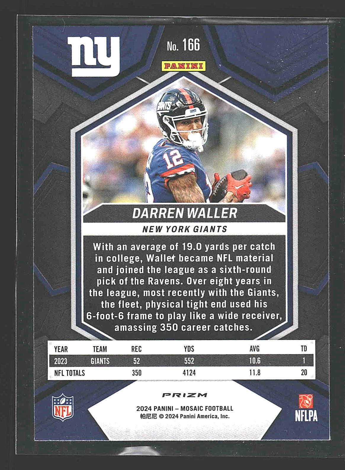2024 Panini Mosaic #166 Darren Waller Silver