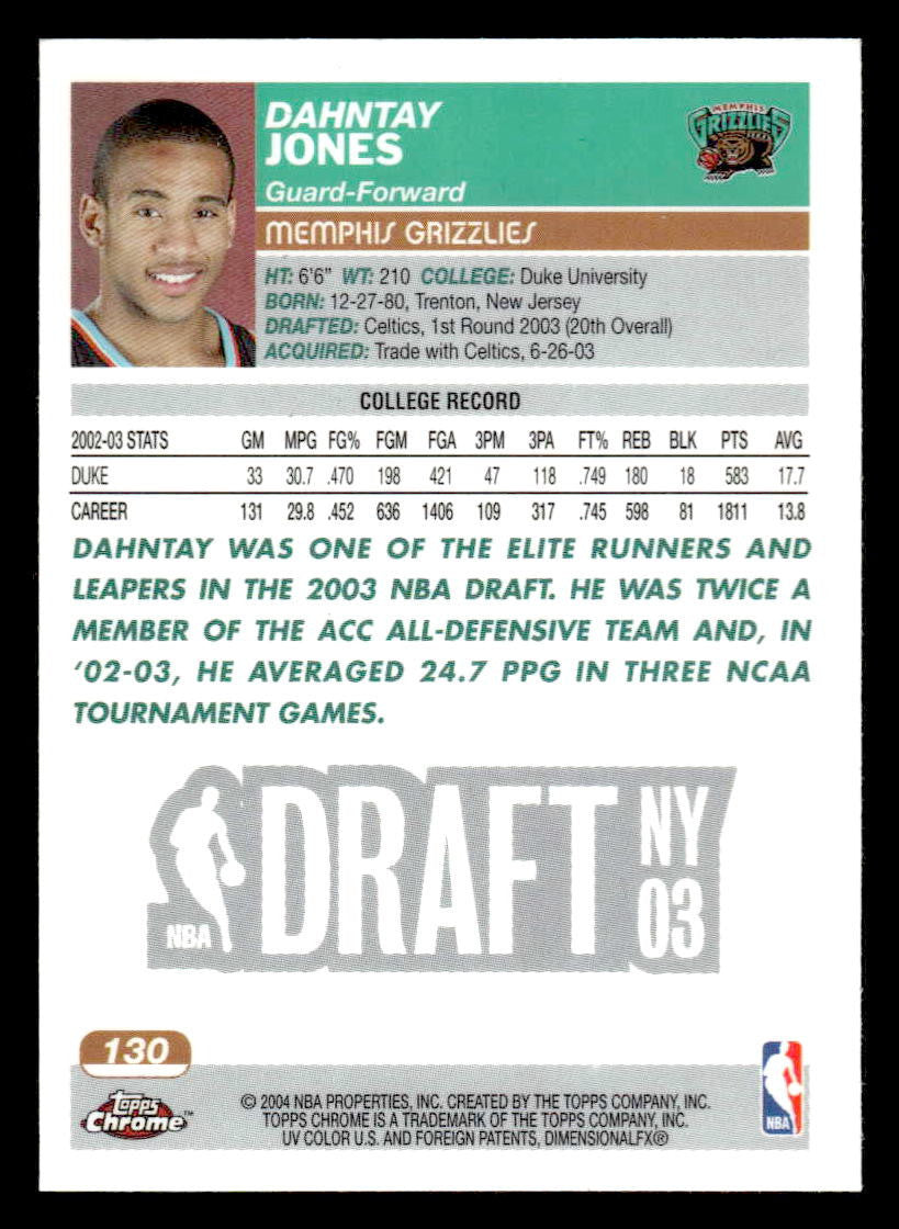 2003-04 Topps Chrome #130 Dahntay Jones