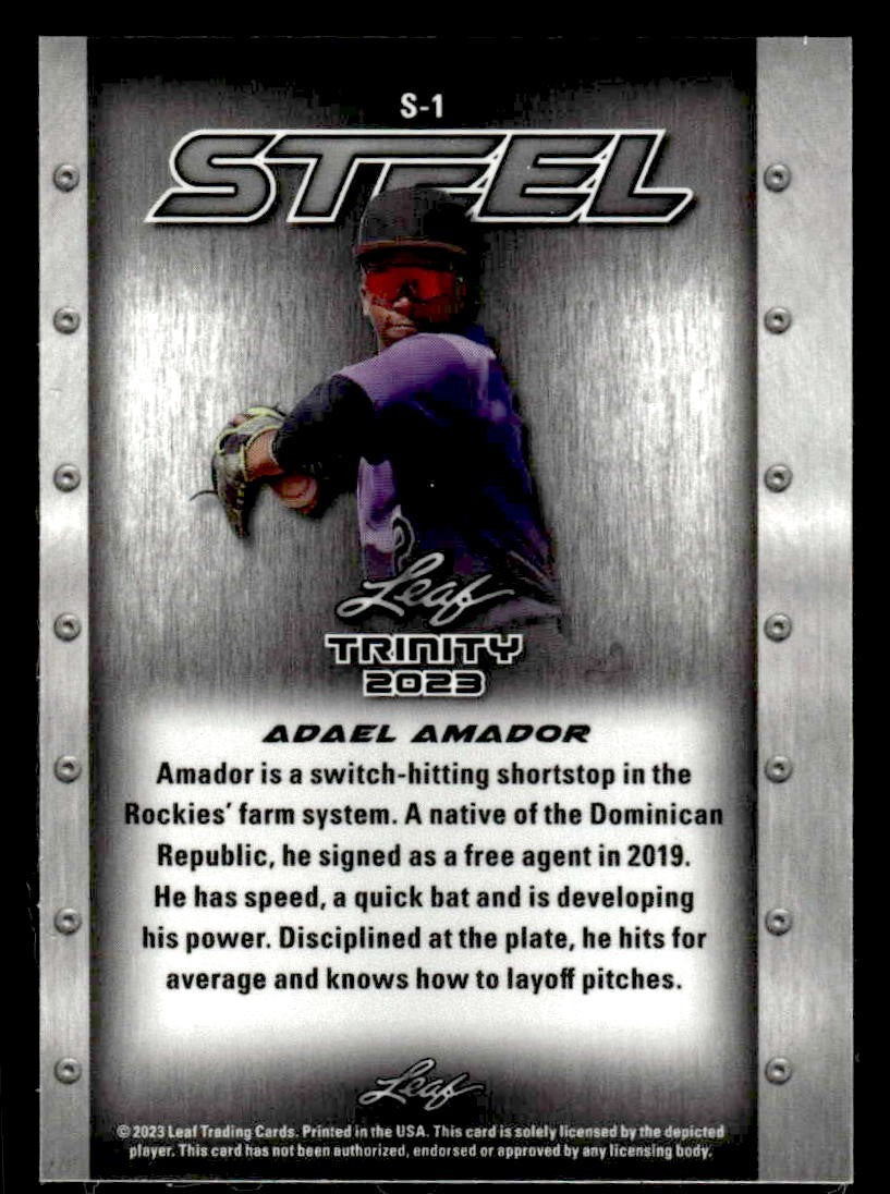 2023 Leaf Trinity #S-1 Adael Amador Steel Lava Silver