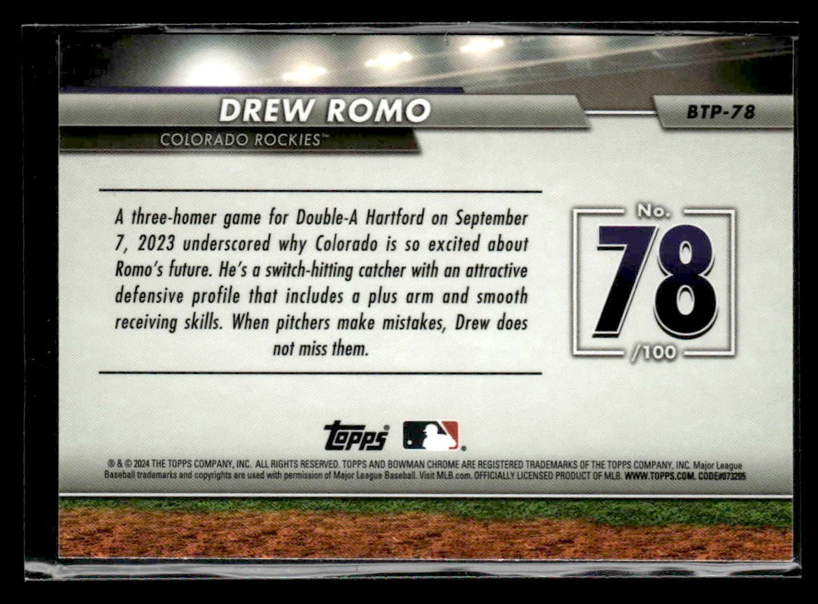 2024 Bowman #BTP-78 Drew Romo Bowman Scouts' Top 100