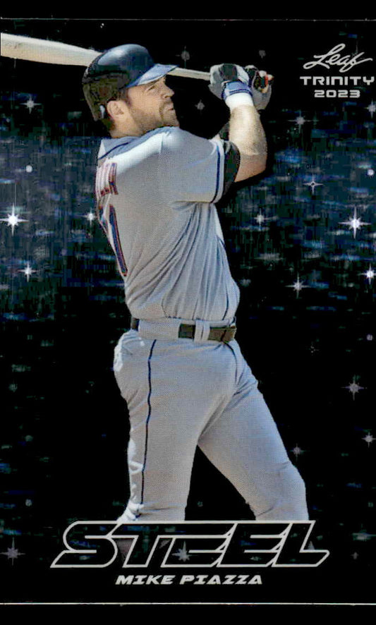 2023 Leaf Trinity #S-48 Mike Piazza Steel Stars and Dots Silver